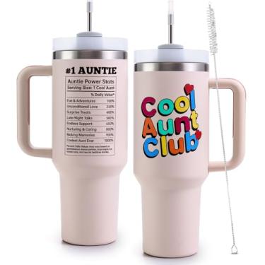 Imagem de VoziSpace Cool Aunt Tumbler Birthday Gifts for Best Aunt from Niece Nephew - Best Auntie Ever Copo de viagem isolado de aço inoxidável com tampa - Primeira Vez Auntie, Presentes para o Dia das Mães