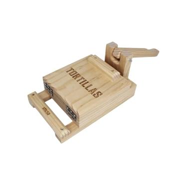 Imagem de IMUSA Prensa de tortilha de madeira de pinho de 19 cm – Autêntica máquina de tortilha mexicana e roti para tortilhas caseiras, quesadillas, arepas e muito mais