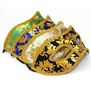 Imagem de FonteeUS 4 Pack Masquerade Masks Set - Venetian Carnival Masks for Men & Women | Elegant Mardi Gras, Ball, Halloween Costume Masks (Mystery Black/Classic White/Deep Blue/Emerald Green)