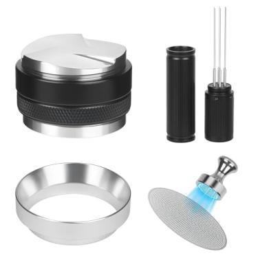 Imagem de Conjunto de ferramentas de café expresso de 58 mm – Distribuidor e adulterador de cabeça dupla, ferramenta WDT, funil de dosagem com ímãs, tela de disco de 0,2 mm, palheta magnética – Acessórios de