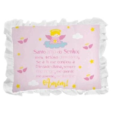 Imagem de Travesseiro Bebê Oração Santo Anjo Incomfral 28X35 Feminino
