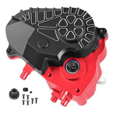 Imagem de BRCatWPark Aluminum Gearbox Complete Transmission Case w/Gear Upgrades Part for 1/10 SCX10-AXI03004 Capra 1.9 UTB RC Crawler Car,(Black-Red)
