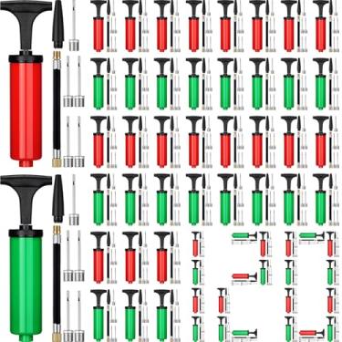 Imagem de Leriton 120 conjuntos de bomba de ar portátil a granel inclui mangueira de extensão de bocal de agulha de enchimento manual para bolas esportivas, basquete, futebol, vôlei (vermelho, verde)