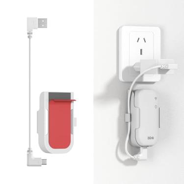 Imagem de Suporte de parede para módulo Blink Sync Core e 2 - Suporte de montagem sem broca com cabo curto USB 3.0, suporte para economia de espaço para sistemas de câmera de segurança Blink, interna/externa