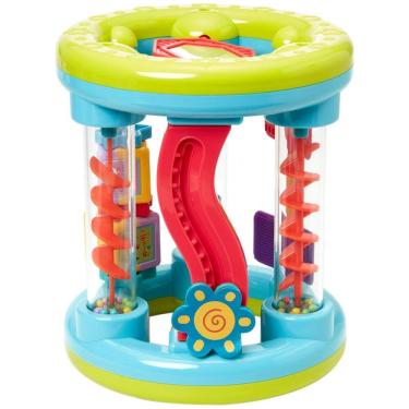 Imagem de Cilindro de Atividades Brinquedo Educativo Espelho Rotação Som Texturas +6m Buba 