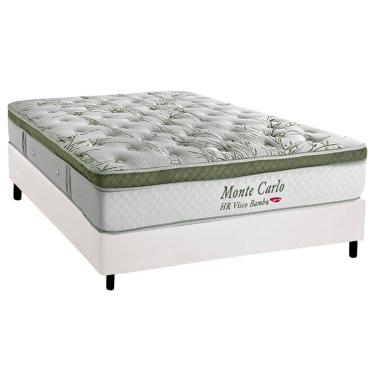 Imagem de Cama Box Casal: Colchão Molas Ensacadas Herval Monte Carlo Visco + Base CRC Corano White (138x188)