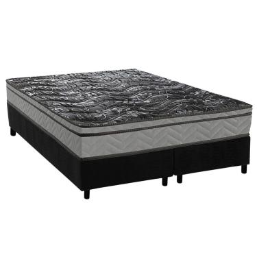 Imagem de Cama Box Queen: Colchão Ortopédico Paropas D28 Conforto Ultra Firme + Base CRC Suede Black (158x198)