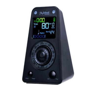 Imagem de menolana Metrônomo digital para piano, dispositivo eletrônico para prática musical, pequeno, aniversário, performance de palco com temporizador, batida, tempo, Preto