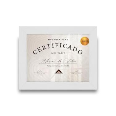 Imagem de Moldura A4 21x30 para Certificado Diploma Documento com Borda Larga Destaque (Branco)