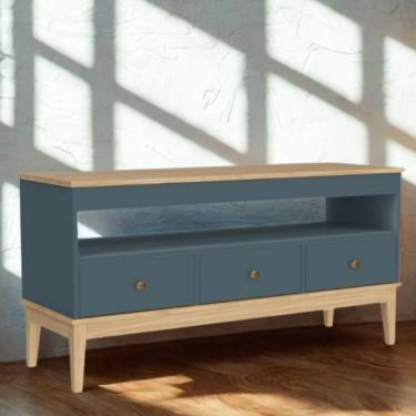 Imagem de Rack para TV até 50 Polegadas 3 Gavetas com Pés de Madeira Colonial Movelbento