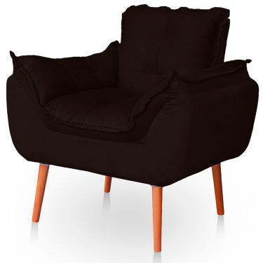 Imagem de Poltrona Opala Para Sala Confortável Resistente Veludo Marrom
