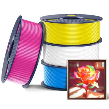 Imagem de SUNLU Pacote de filamento de impressão CMYK PETG de 1,75 mm e 4 kg, compatível com impressoras 3D AMS e FDM regulares. Embalado individualmente a vácuo, 4 kg no total, 1 kg por carretel, 4 pacotes