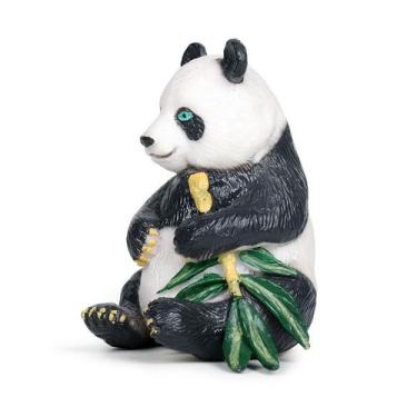 Imagem de Estatueta realista de panda sentada em PVC com bambu de 10 cm - Yiweis