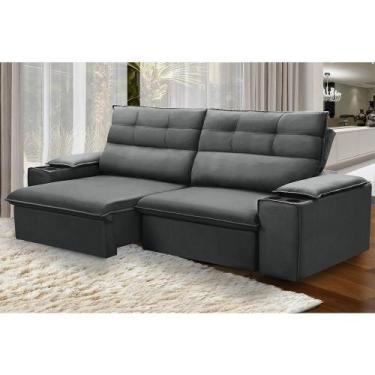 Imagem de Sofá Retrátil e Reclinável Vannes 225cm com Porta Copos e Objetos - Fe