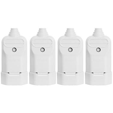 Imagem de 4 Tomada Plug Fêmea Prensa Cabo 3 Pinos Finos 10A Branca - Margirius