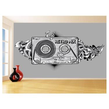 Imagem de Papel De Parede 3D Musica Fita Retrô Mix Tape 3,5M Mus29