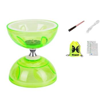 Imagem de harayaa Conjunto de brinquedos Diabolo chinês Conjunto de Diabolo infantil resistente com bolsa de armazenamento Presentes Roda dupla Diabolos profissional, L Green