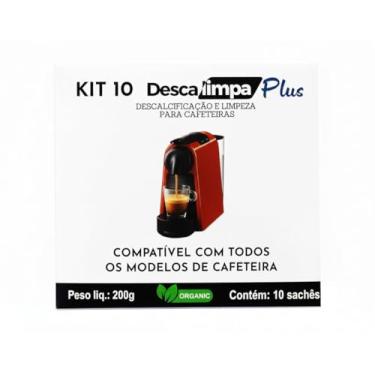 Imagem de DESCALIMPAPLUS 10X Descalcificante Natural Cafeteira Tres Corações Oster Saeco Phillips Todos os Modelos Limpeza Eficiente Kit com 10 Sachês em Pó 20g Cada