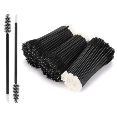 Imagem de 300 peças de varinhas de rímel descartáveis com ponta dupla, pincel labial, aplicador de batom, carretel de sobrancelha para extensões de cílios, pincel de maquiagem portátil para sobrancelha, lábios