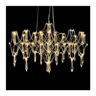 Imagem de Lustre luxuoso, lustres nórdicos de decoração para casa para sala de jantar, luzes pendentes, lâmpadas suspensas para luminárias de teto, iluminação interna, controle remoto RC, escureciment