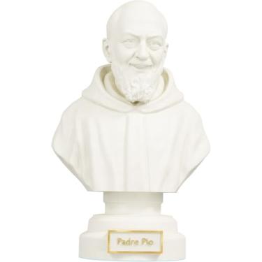 Imagem de Estátua Busto Padre Pio (Cor Mármore Dourado)