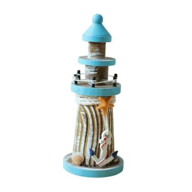 Imagem de predolo Ornamento de farol de madeira, estatueta de farol, design vintage, decoração para casa, decoração náutica para escritório, presente, hotel, fazenda, Âncora