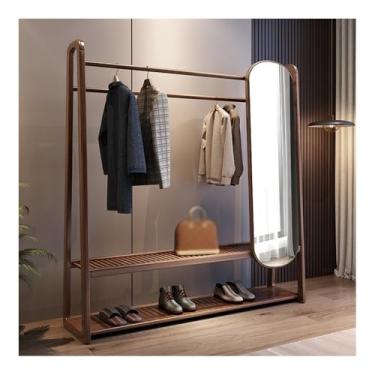 Imagem de Ganchos de prateleira para casacos, cabide de madeira maciça, cabide de chão, quarto, cabide de espelho, encaixe de corpo inteiro, suporte de armazenamento multifuncional para decoração de casa (médio