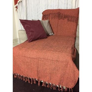 Imagem de Manta Para Sofá Grande Casal 3 lugares 1,80x2,40m Capa Protetora Decorativa para poltrona ou retrátil (Laranja Ferrugem)