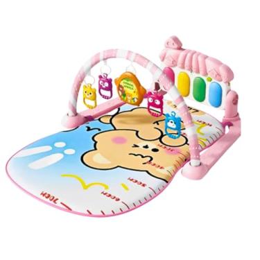 Imagem de Tapete de Atividades Musical para Bebê com Piano Interativo, Arco de Brinquedos, Design Animal, Azul e Rosa, Estimulação Sensorial, Desenvolvimento Infantil (Rosa)