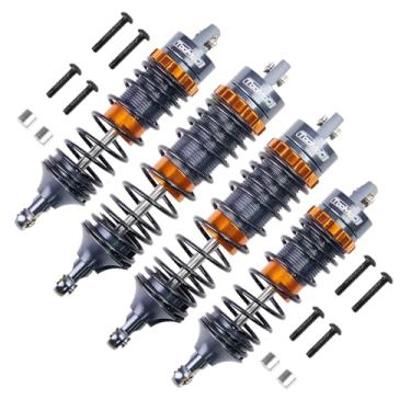 Imagem de TOOMOD 1/10 RC Oil Shock Absorber Big Bore Absorber Damper Set Compatible with Traxxas Slash 2WD/ 4X4, Rustler 2WD/ 4X4 VXL, Stampede, Hoss, Bandit Part Upgrades Replace of 5862 (Gray/Orange)