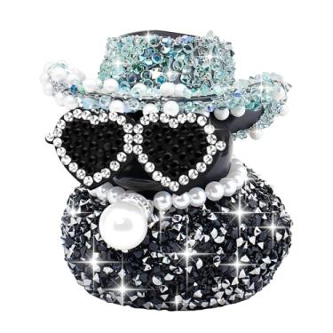 Imagem de wonuu Diamond Rubber Duck Car Ornaments Duck Car Dashboard Decorations for Cool car Accessories with, Black&Blue