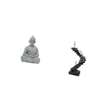 Imagem de Fenteer Estátua de Buda Pensador de Macaco, Figura Abstrata de Resina, Escultura de Sol Wukong, Miniatura Colecionável, Artesanato para Pátio de Hotel, Estant