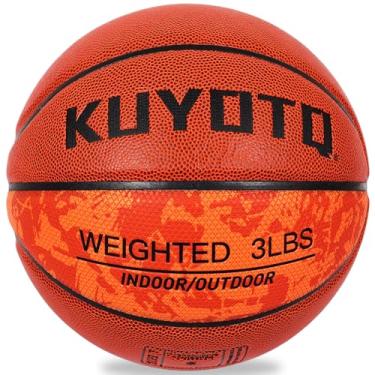 Imagem de KUYOTQ Basquete ponderado de 1,4 kg 75 cm, tamanho 7, composto para uso interno e externo, para melhorar o manuseio da bola, passes e habilidades de rebote (esvaziado)