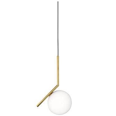 Imagem de YQSLQZZ Luminária pendente de globo de meados do século, iluminação de cabeceira de quarto lustre dourado moderno com sombra de globo de vidro, para corredor, entrada, hall de entrada, sala de jantar