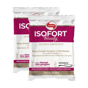 Imagem de Kit 2X: Isofort Beauty Whey Abacaxi com Gengibre Vitafor 25g