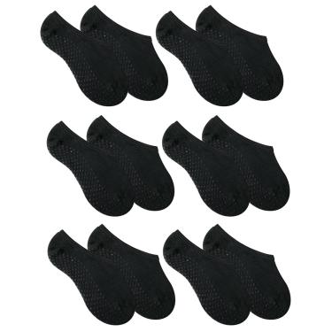 Imagem de Kit 6 Pares de Meia Selene Sapatilha Pilates Antiderrapante Masculino - Preto