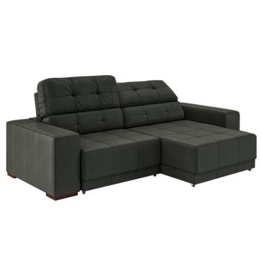 Imagem de Sofá Sala de Estar Retrátil e Reclinável 4 Lugares Lisboa 250cm Verde Couro - Gran Belo