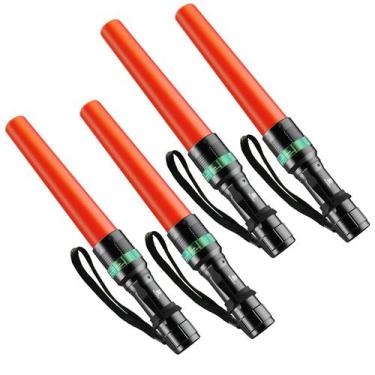 Imagem de Lanterna Traffic Wand RoadHero, pacote com 4, 28 cm, LED laranja