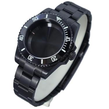 Imagem de FEIYASHI Caixa de relógio preta SUB Steel Diver com vidro de safira à prova d'água para movimento NH35 NH34 NH36 Miyota8215, Tampa inferior sólida 4, For Miyota8215 8205 Movement, Caixa de relógio de