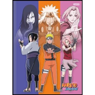 Imagem de Kit de Caderno, Brochura Costurado 1/4 Pequeno, Capa Dura, Naruto, 80 Folhas, Animativa, Pacote com 5 Unidades