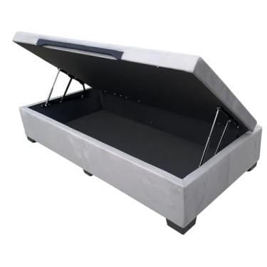 Imagem de Cama Box Baú Solteiro Suede Luxo - Imperium do Sono - Acabamento Reforçado, Amplo Espaço (188x88x44, Suede Cinza)