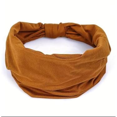 Imagem de Faixas elásticas largas — faixas elásticas estampadas e absorventes para fitness e ioga (Caramelo sólida)