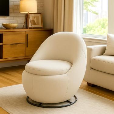 Imagem de Poltrona Giratória Orgânica Luxuosa Virginia Para Recepção, Consultorio E Sala De Estar, Perfeita Para Decoração (Bege)