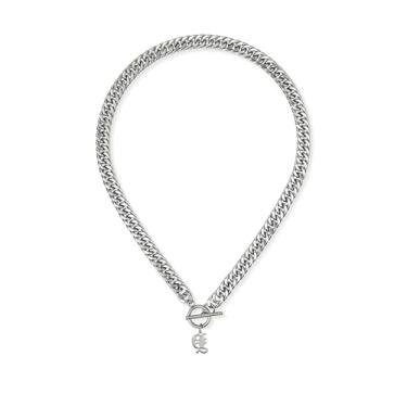 Imagem de ADEMISHIA Colar feminino com inicial inglesa antiga em ouro 18 K, delicado pingente A-Z com corrente cubana de aço inoxidável, gargantilha grossa, colar gargantilha para presente de Halloween e Natal