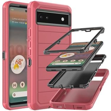 Imagem de YmhxcY Capa para Pixel 6A (sem protetor de tela) com capa durável de 3 camadas à prova de queda/armadura à prova de choque, proteção contra quedas, capa de borracha sólida para Google Pixel