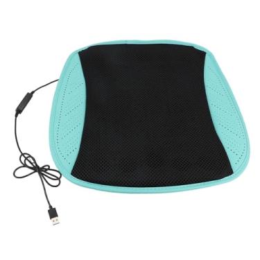 Imagem de Almofada de assento ventilada com 8 ventiladores, alimentada por USB, almofada de resfriamento de velocidade ajustável para casa, carro, escritório, tecido respirável de seda (Preto Ciano)