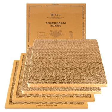 Imagem de IRRESTRICO Placa para arranhar gatos, arranhadores ondulados recarregáveis e combináveis para gatos internos, papelão dupla face e reciclável (2 refis + 2 unidades)