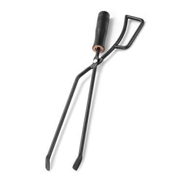 Imagem de Domary Pinça de Fogo, Alça de Madeira Isolada, Agarrador de Toras Com Aderência Aprimorada, para Churrasco de Acampamento Ao Ar Livre (Preto)