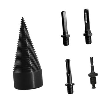 Imagem de Ｂｅｓｇａ Broca para rachar madeira com 4 parafusos de perfuração, cone removível, parafuso divisor de toras de alta velocidade, cone para furadeiras elétricas, 42mm