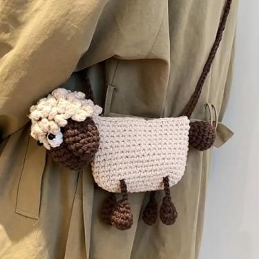 Imagem de Bolsa de malha em forma de ovelha, bolsa tiracolo infantil, nova bolsa tiracolo crochet, para armazenamento diário de telefones para uso